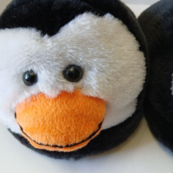 Areopostale Fuzzy Penguin Slippers Medium 7-8/Black, White,Orange/Slip-on CUTE - Picture 3 of 16